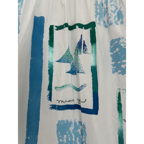 Play Alegre Painted Blouse Women XL  Coastal Boats Button Up White Fish - Picture 4 of 10